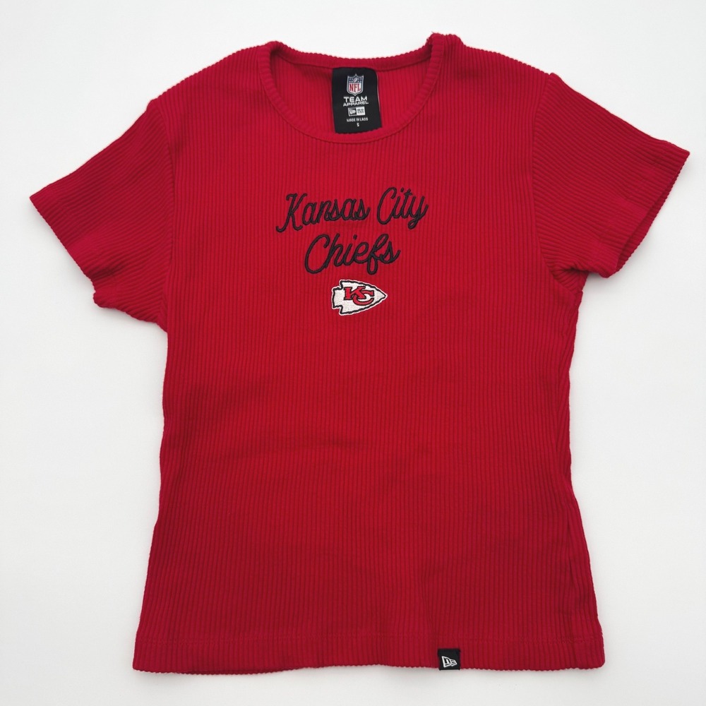 New Era NFL Kansas City Chiefs Red Ribbed Knit Embroidered Baby Tee Womens S